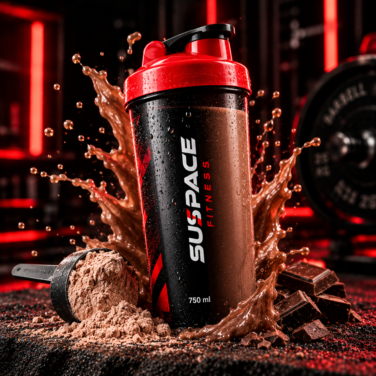 SuSpace Shaker Bottle – Black & Red (750 ml)